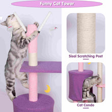 Load image into Gallery viewer, Purple Cat Tree Condo Scratching Post