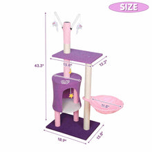Load image into Gallery viewer, Purple Cat Tree Condo Scratching Post