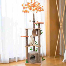 Load image into Gallery viewer, Cat Tree Condo Kitty Climbing Furniture with Leaves