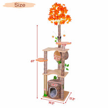 Load image into Gallery viewer, Cat Tree Condo Kitty Climbing Furniture with Leaves