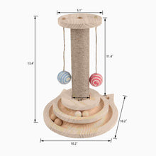 Load image into Gallery viewer, Wooden Cats Sisal Scratcher with Track Ball Toys
