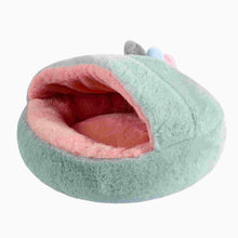 Load image into Gallery viewer, Plush Cat Cave Pet Bed Hooded Puppy Nest