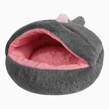 Load image into Gallery viewer, Plush Cat Cave Pet Bed Hooded Puppy Nest