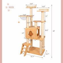 Load image into Gallery viewer, 59" Solid Wood Cat Tree Tower Condo Large Activity Center