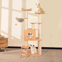 Load image into Gallery viewer, 59" Solid Wood Cat Tree Tower Condo Large Activity Center