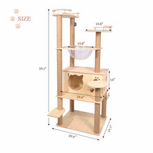Load image into Gallery viewer, 59" Wooden Cat Tree Condo with Sisal Rope Scratching Posts