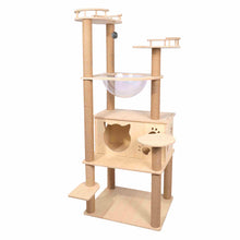 Load image into Gallery viewer, 59" Wooden Cat Tree Condo with Sisal Rope Scratching Posts