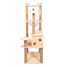Load image into Gallery viewer, 59" Wooden Cat Tree Condo with Sisal Rope Scratching Posts