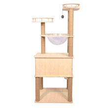 Load image into Gallery viewer, 59" Wooden Cat Tree Condo with Sisal Rope Scratching Posts
