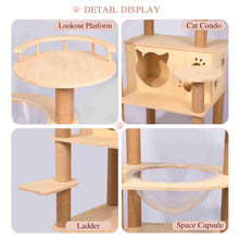 Load image into Gallery viewer, 59" Wooden Cat Tree Condo with Sisal Rope Scratching Posts