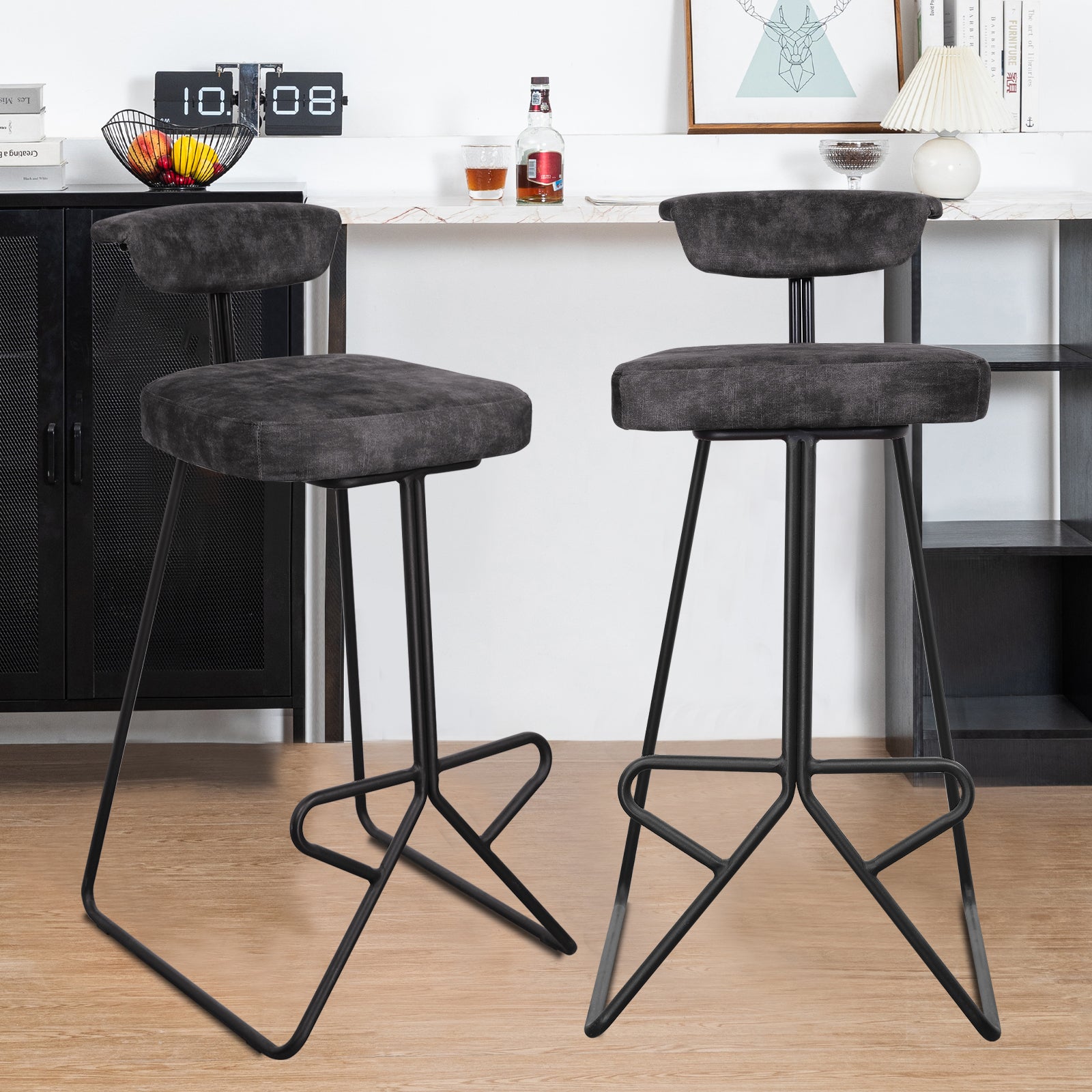 Velvet Bar Stools Minimalist Style – BECHAEO
