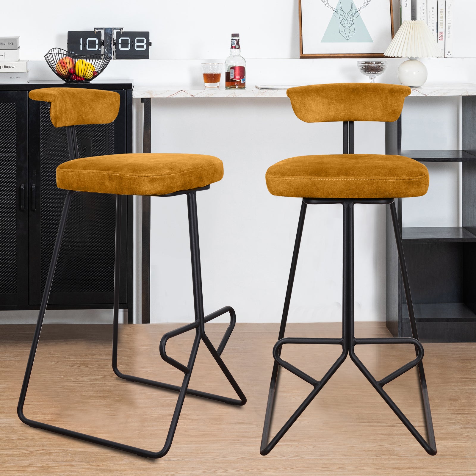 Velvet Bar Stools Minimalist Style – BECHAEO